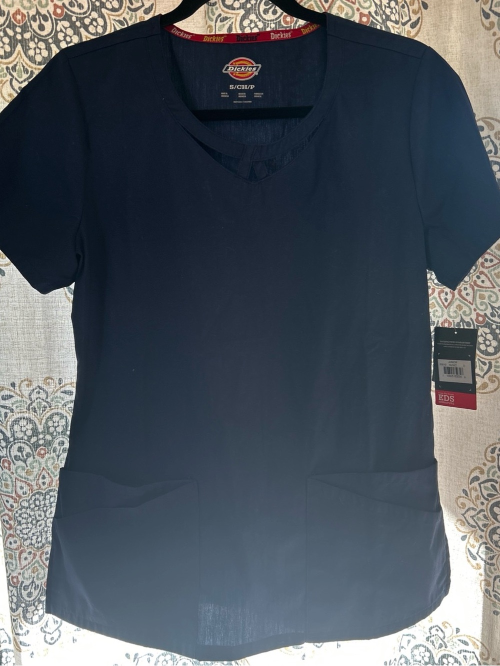 Dickies Navy V-Neck Short Sleeve Medical Scrub Top